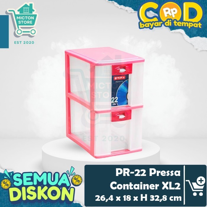 HOMTON Lion Star PR-22 Pressa Container XL2 Susun 2 Laci Kecil Meja Surat Komponen Perhiasan Bengkel