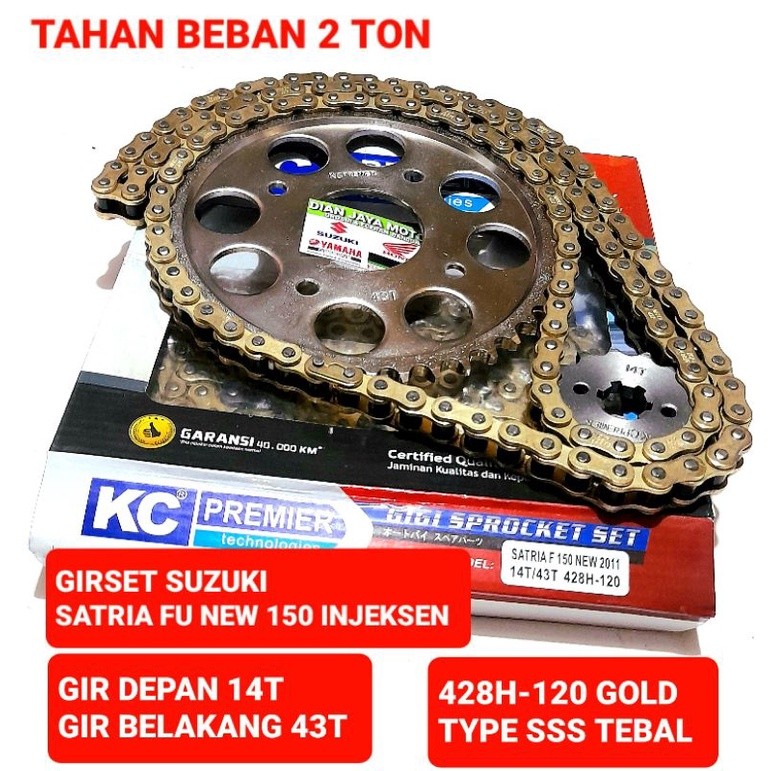 KC Premier Girset Suzuki SATRIA FU NEW 150 FACELIFT 14T/43T 428H-120L RANTE GOLD MODEL SSS SATRIA BA