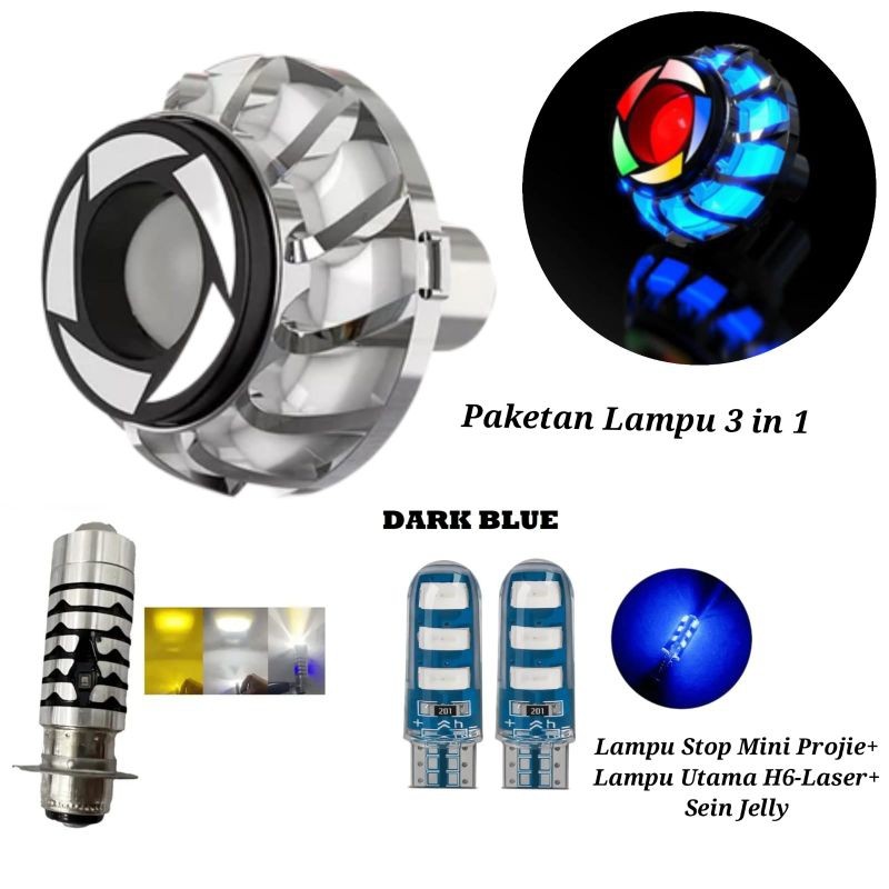 (Paket GOKIL) Lampu Stop Belakang Mini Projie+H6-Senja Plus Sein Jelly Diam isi 2pcs Paket Lampu 3in