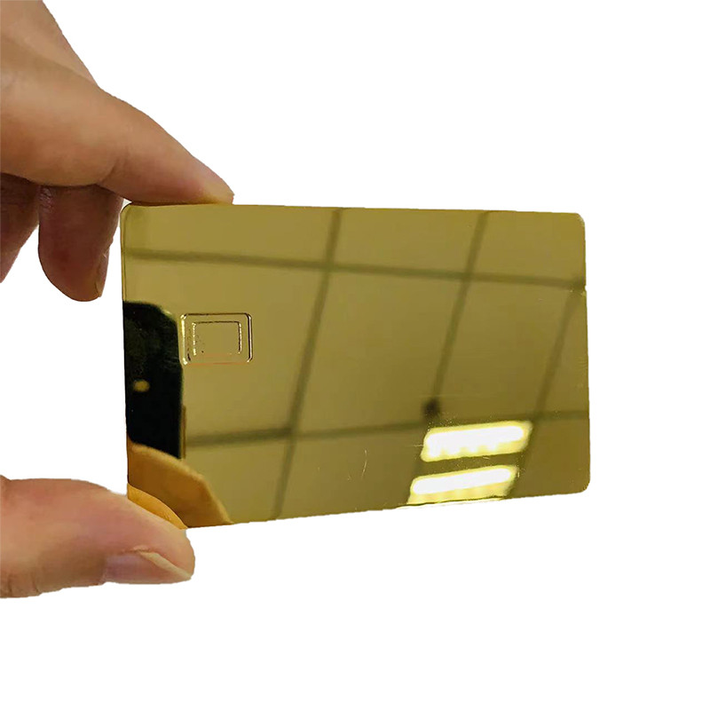 24k Gold Mirror Chip Card Credit Card Mirror Reflective Membership Gift Card With Chip Slot and Sign
