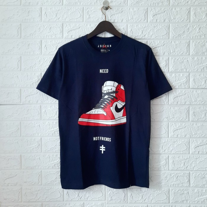 kaos jordan baju jordan tshirt jordan - navy, L