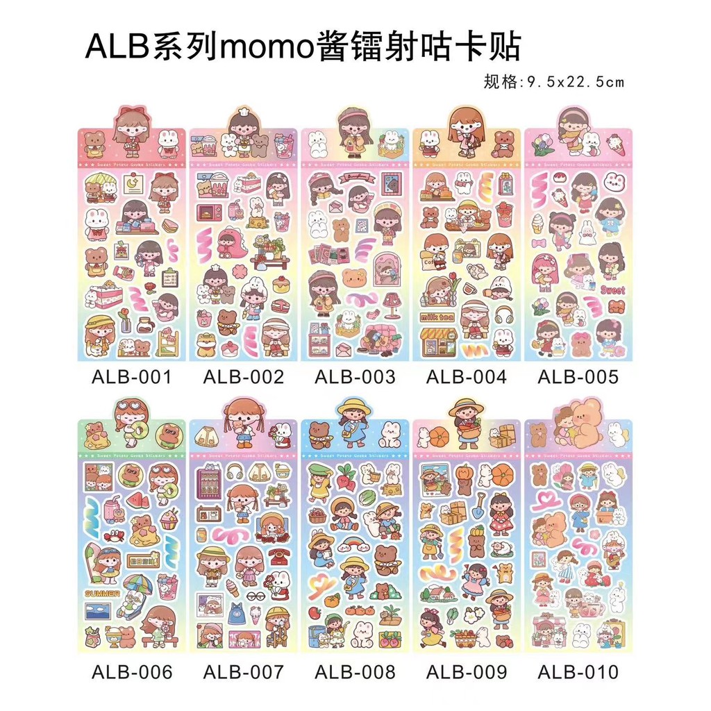

Stiker Goo Card Jurnal/ Scrapbook Lucu Viral Laser Hologram Glossy Karakter MOMO Sanrio Disney Cute / Dekoratif stiker Anak