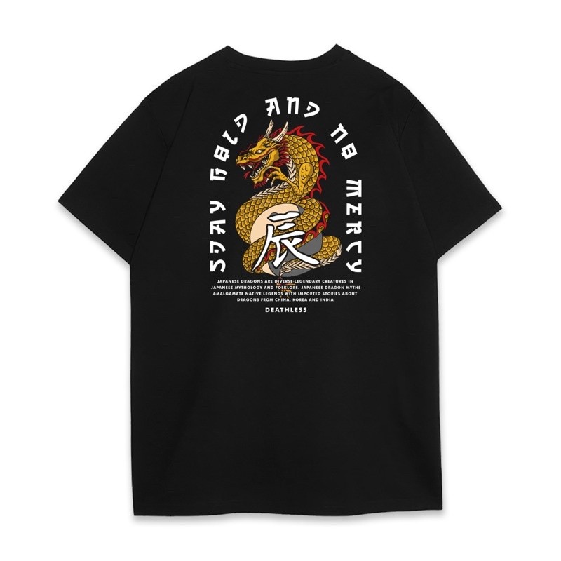 Kaos Pria Distro,DEATHLESS KAOS | DRAGA | HITAM | JAPAN SERIES(Pria & Wanita )Keren Premium Style St