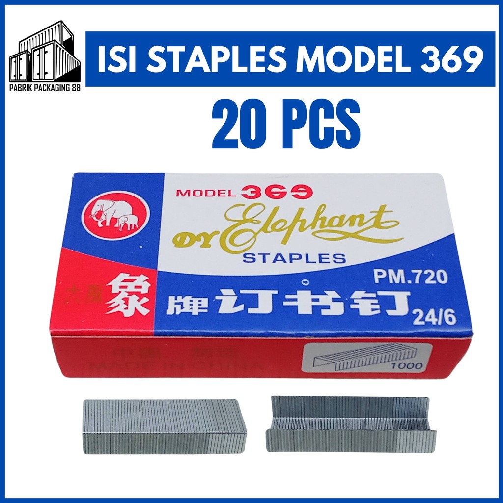 

1 BOX ISI 20 PCS Isi Staples Model 369 24/6 Refill Hekter Stapler Steples Guntaker Bukan Joyko