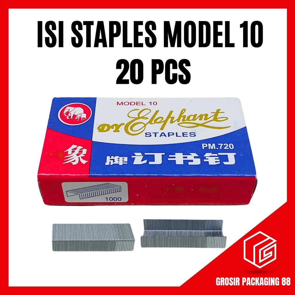 

1 BOX ISI 20 PCS Isi Staples Model 10 Refill Hekter Stapler Steples Guntaker Bukan Joyko