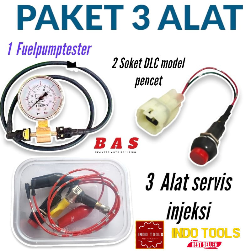 PAKET 3 ALAT alat ukuran tekanan fuellpum motor injeksi+ alat Membersihkan injektor motor dan mobil 