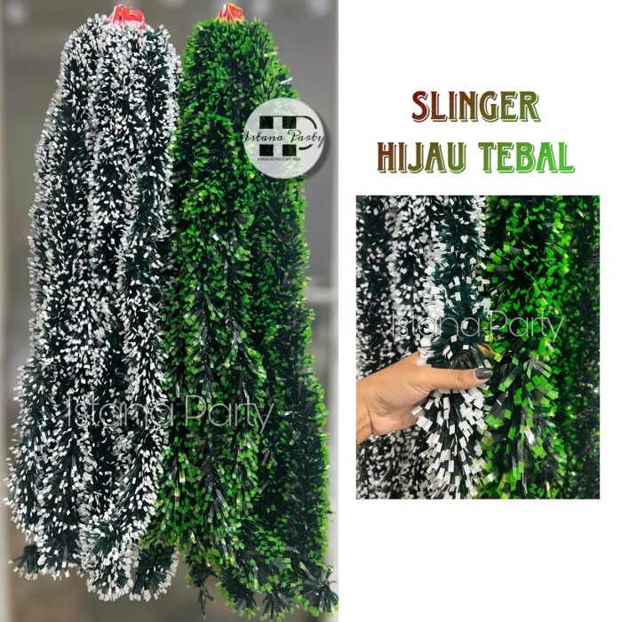 Slinger Tinsel Xmas / Hiasan Pohon Natal / Slinger Hijau Tebal