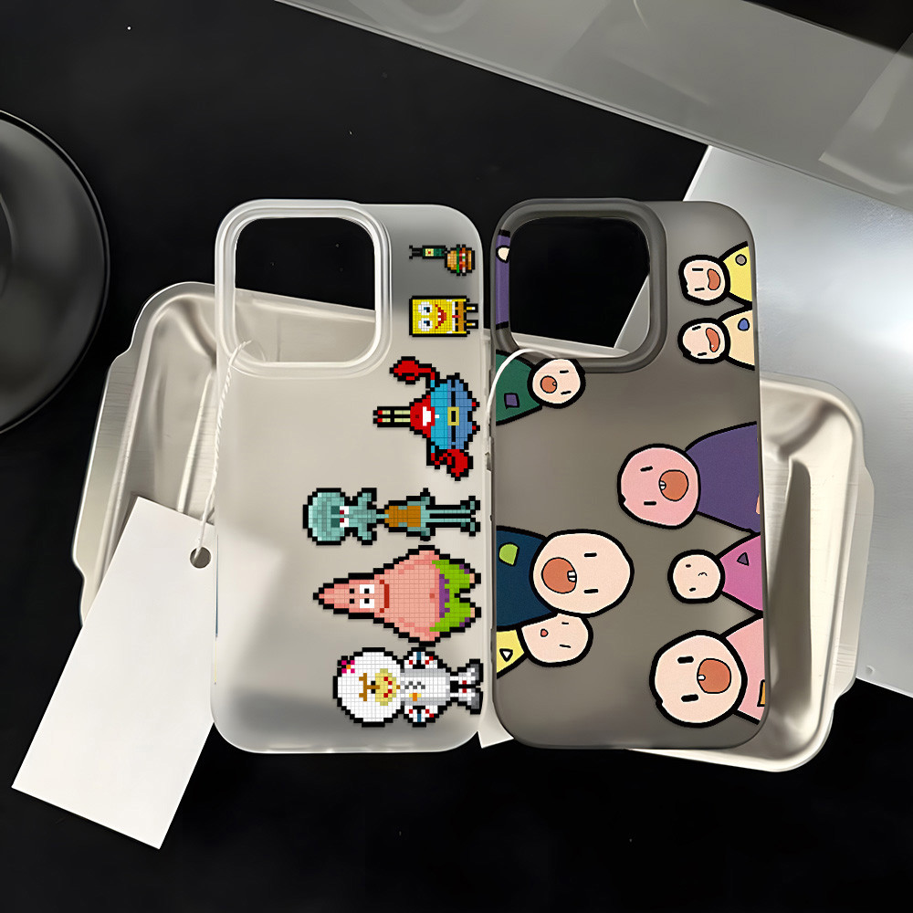 Cartoon Cute Casing HP Transparan Buram Untuk IPhone 11 Pro 13 Pro Max 15 Plus 12 14 15 Pro Max Soft