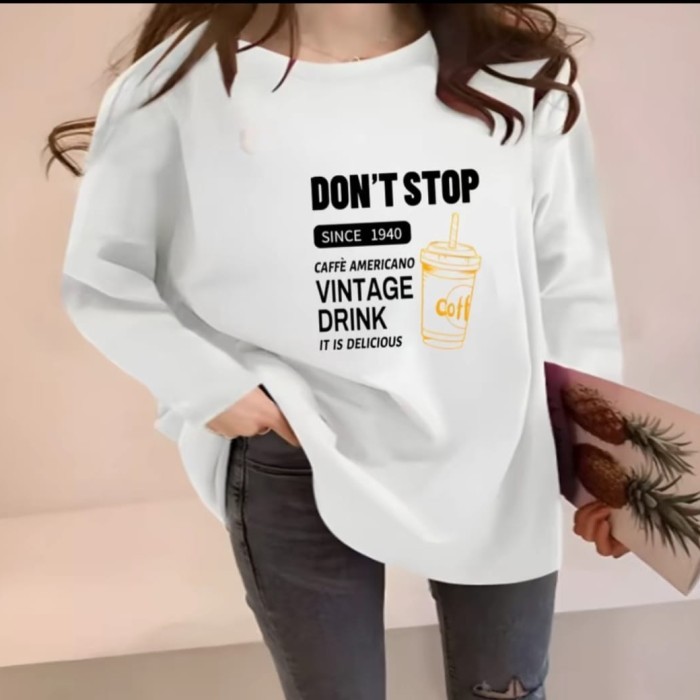 kaos wanita motif lengan panjang oversize/kaos oversize wanita lengan panjang/kaos distro oversize w