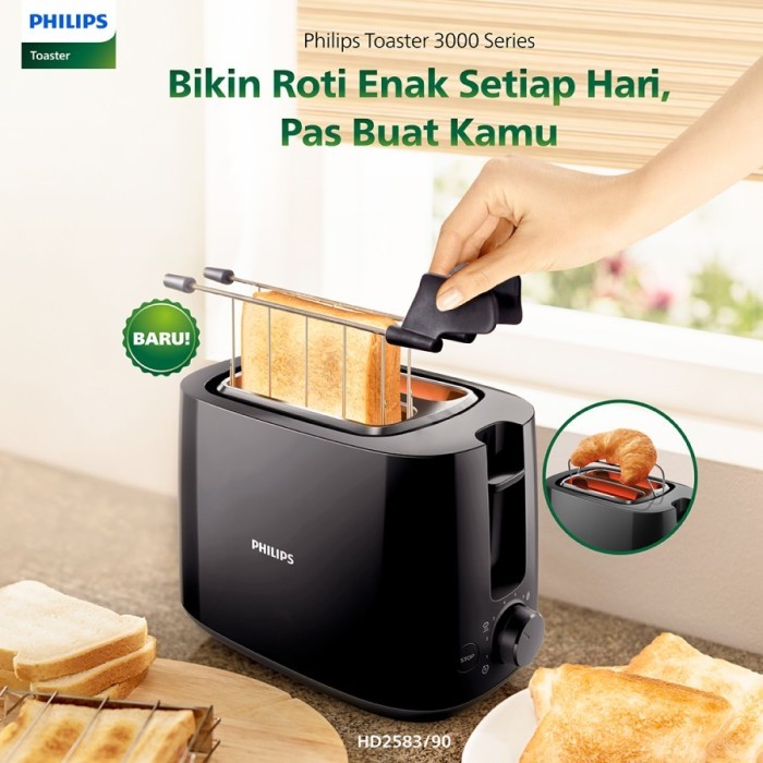 Philips HD 2583/90 Toaster Pemanggang Roti Hitam 2 Slot