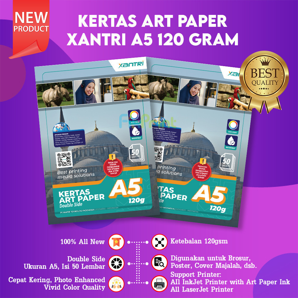 

FixPrint Kertas Photo Art Paper Ukuran A4 A5 120gsm 150gsm 210gsm 120 gsm Print Double Side Kertas Art Karton Cartoon Carton