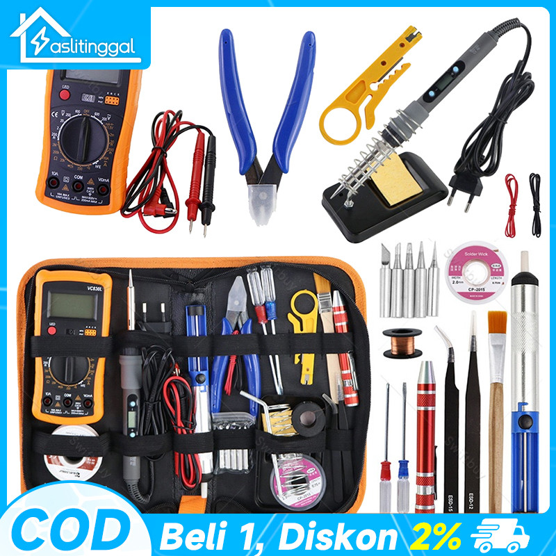 Paket Solder Listrik Lengkap Set Solder Listrik Lengkap dengan Multimeter Iron Tool Kit 220V 60W/Sol
