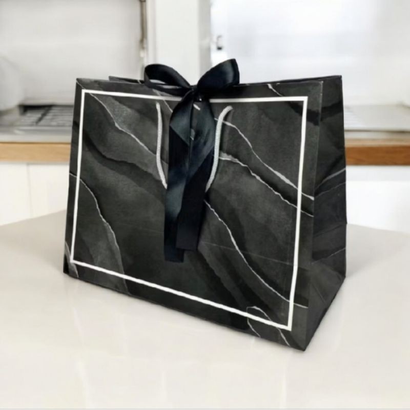 

Paper Bag Marble Marmer hitam pita 32,5x14x25
