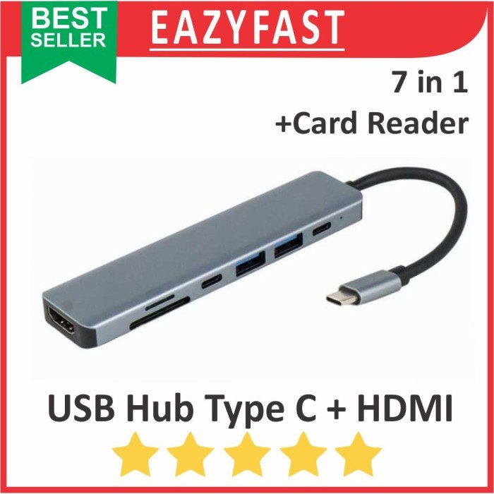 Converter Adapter USB OTG HUB Type C to HDMI Card Reader Micro SD Data Fast Charge PD Cable Kabel Ko