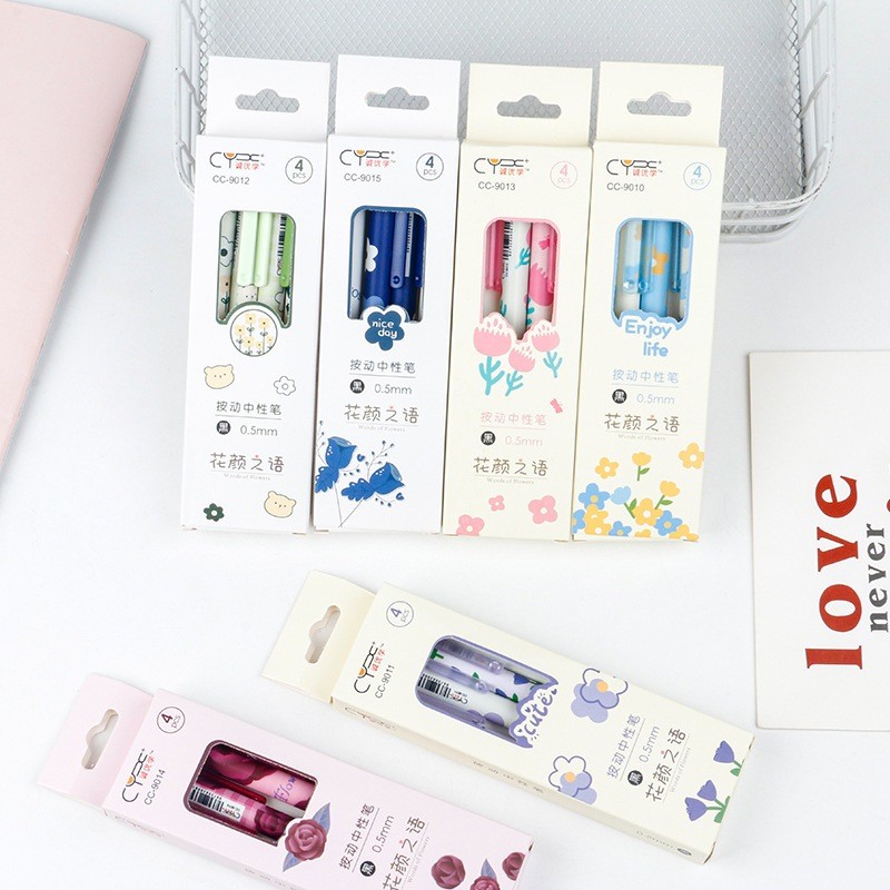 

PULPEN MOTIF BUNGA AESTHETIC 1 SET ISI 4 PCS DENGAN BANTALAN / UJUNG PULPEN RUNCING