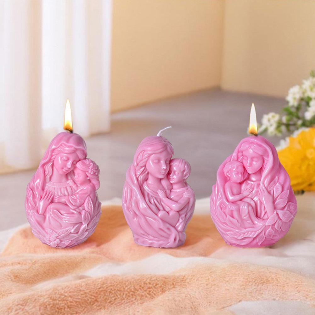 

Mother And Child Shape Aromatherapy Candle Silicone Mold 2024 Thanksgiving Portrait Candle Mold Home Decoration Making Tools