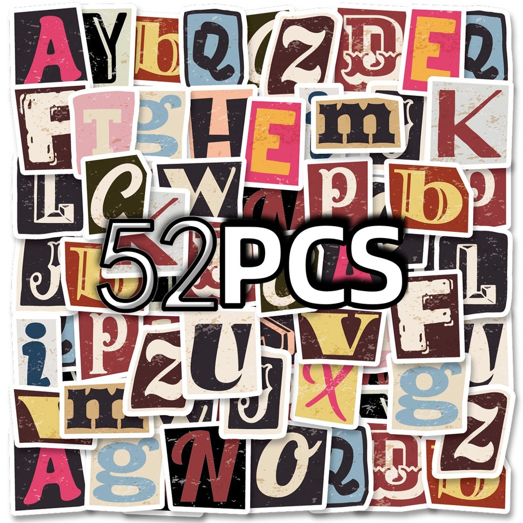 

52pcs Retro Style Decorative Sticker With 26 English Alphabet Letters, 26*2 Per Pack, Unique Design