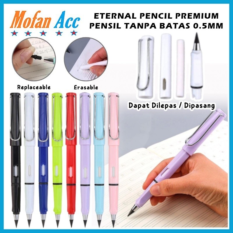 

Pensil Tanpa Batas HB 0.5mm / Eternal Pencil Pensil Ajaib Tanpa Rautan + Pengahapus Untuk Menulis Menggambar / Premium Unlimited Writing Inkless Rubber Eraser / Pena Perlengkapan Alat Tulis Sekolah Anak Sketsa High Tech Nib