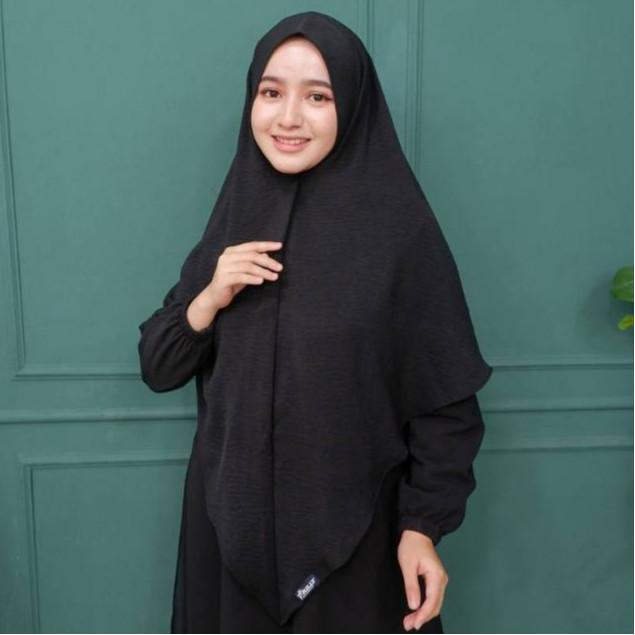 PRILLY BUSANA - Sayra Khimar Crincle - Hijab Polos Mewah -Jilbab Sorong - Instant