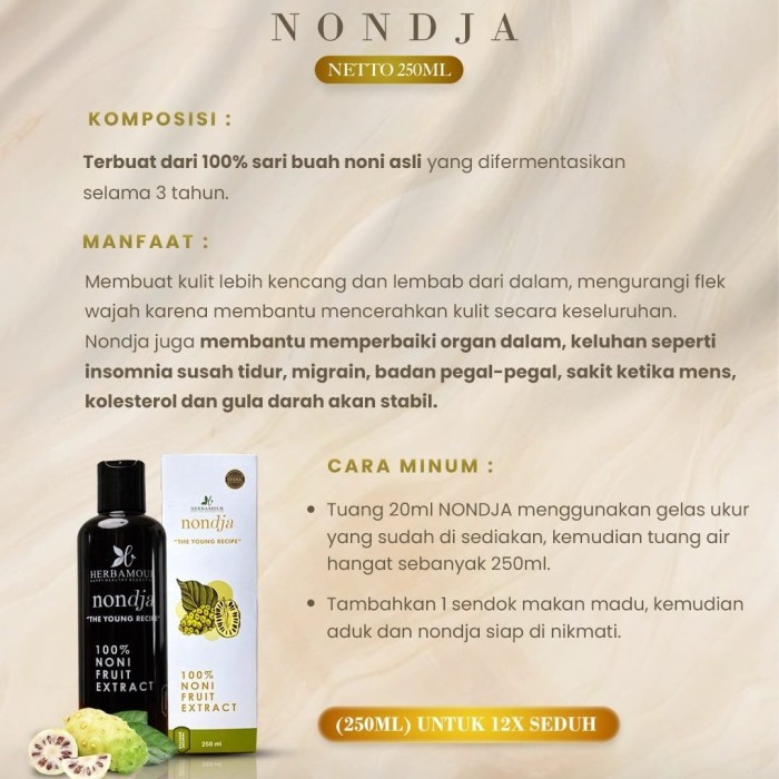 

NONDJA - Minuman Ekstrak Buah Noni / Sari Buah Noni / Juice Mengkudu - Rizherbamour