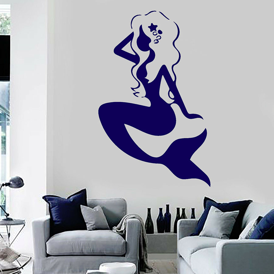 

Mermaid Vinyl Wall Decal Fantasy Art Girl Kids Bedroom Bathroom Home Decor Nursery Wall Stickers Waterproof Sexy Mural S1202
