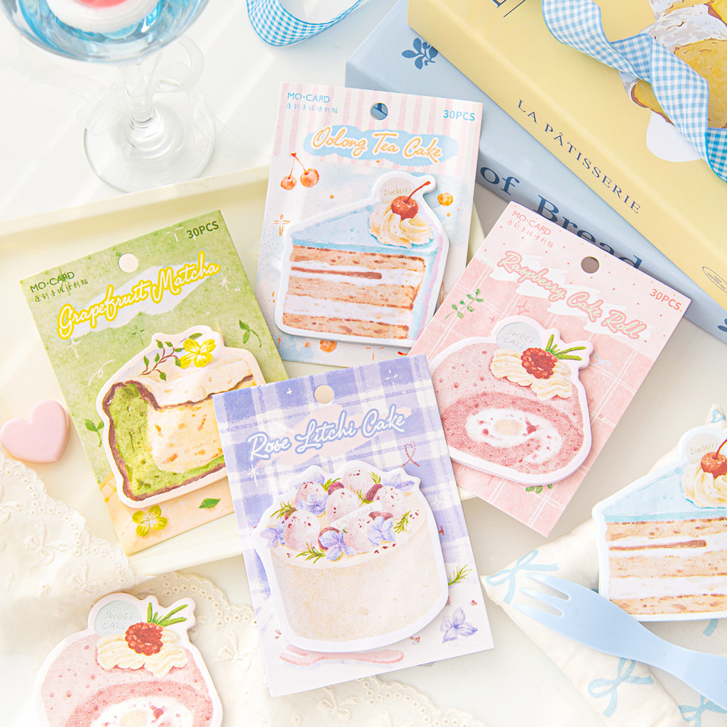 

30 Pcs/pack Afternoon Tea Yummy Sticky Notes Cute Kawaii Cakes Shaped Sticky Notes Novelty Food Snacks Notepad Memo Note