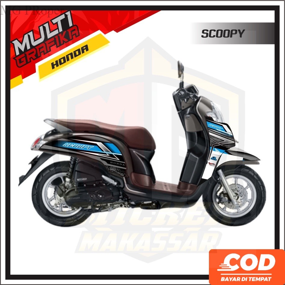 Stiker Striping Decal motor Scoopy 2018  2019 Motif Costum Varian Warna multi