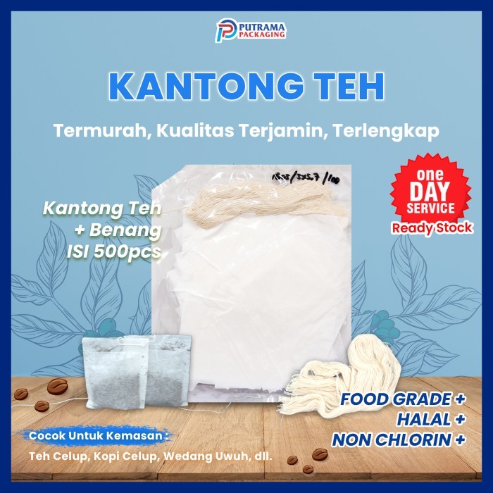 

Kantong Teh Celup Kosong 5x5,7 dan Benang Teh Isi 500 Pcs Food Grade