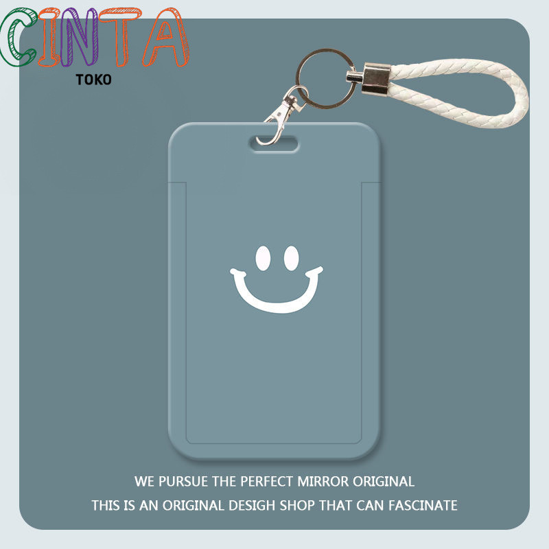 

Simple solid color smiley face student campus card meal card holder bus Yangcheng pass access control work card protective shell card holder lanyard