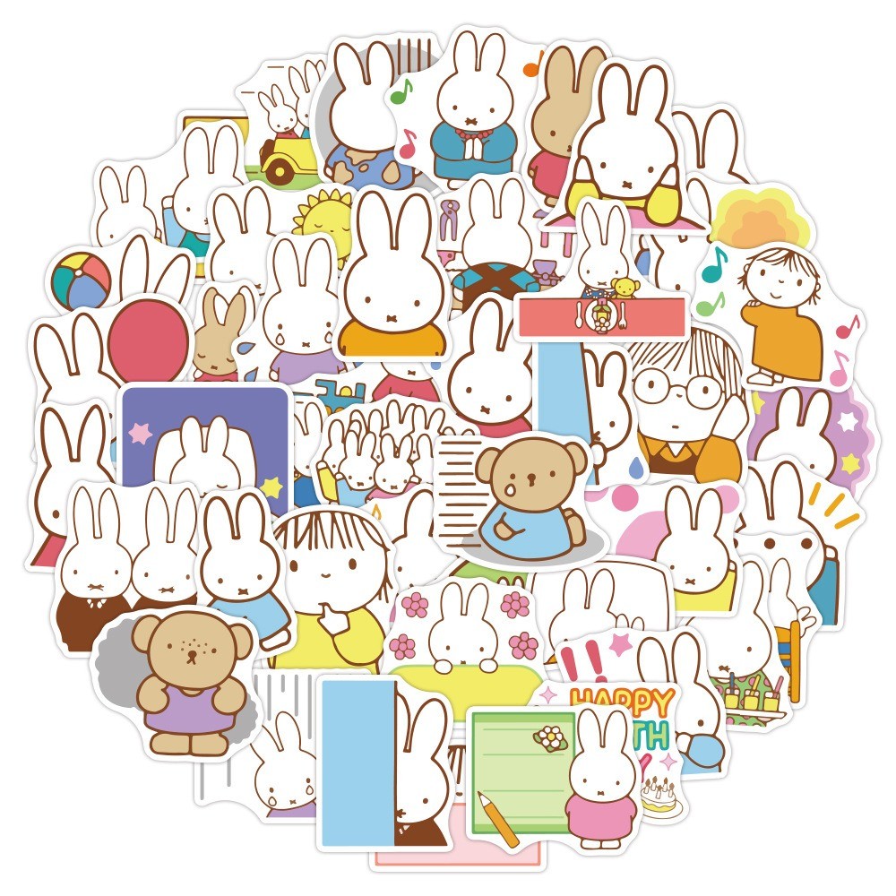 

50 Pcs Sticker Miffy Vinyl Waterproof untuk Tempelan Laptop Tumbler HP Koper DIY [3]