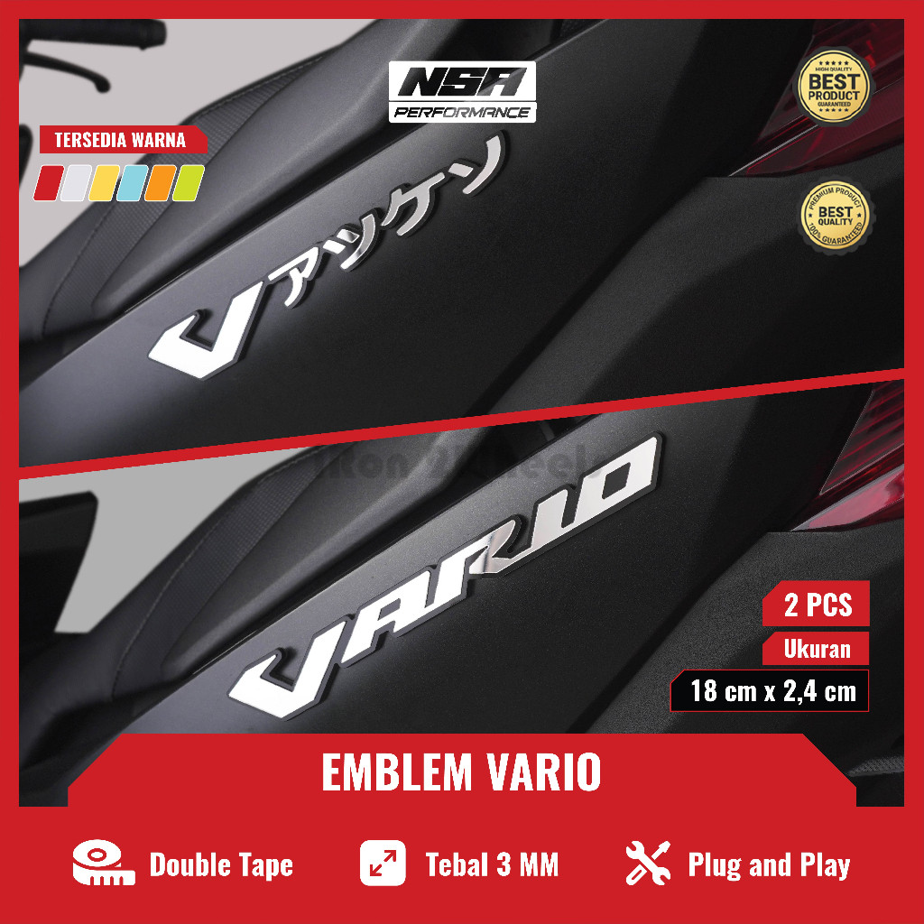 iRon 2Wheels Emblem Vario Stiker Timbul 3D Motor VARIO Emblem Click Vario Emblem Timbul Motor Stiker