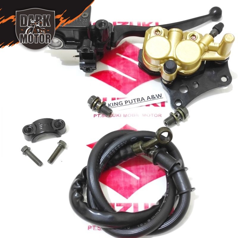 Kaliper Cakram Depan + Selang Rem Depan + baut 2pcs + Master Rem Set Suzuki Tornado , Satria Fu 2Tak
