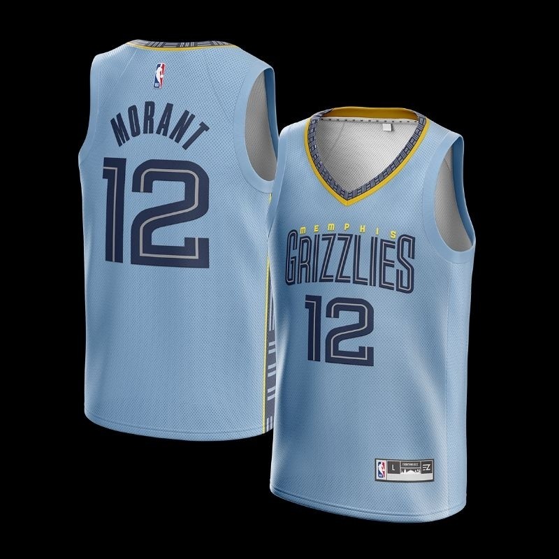 Komaria | Jersey Basket Ja Morant Memphis Vancouver Griezzlies #12 Biru City 2022/23 NBA Kaos Tshirt