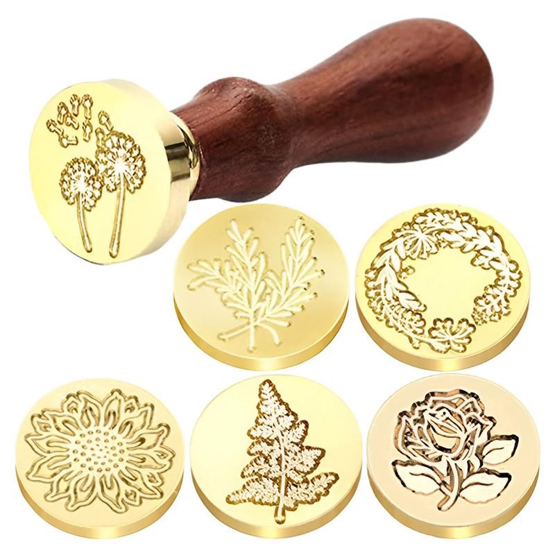 

Sealing Wax Stamp 6 Flower Pattern Elegant Wax Seals Kit For Wedding Invitations Wooden Handle Stamp Kit For Wedding Invitations