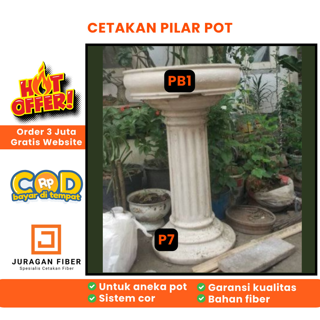 Cetakan Pilar Pot Bonsai Tinggi 70cm / Cetakan Fiber / Pot Bonsai / Pilar Bonsai