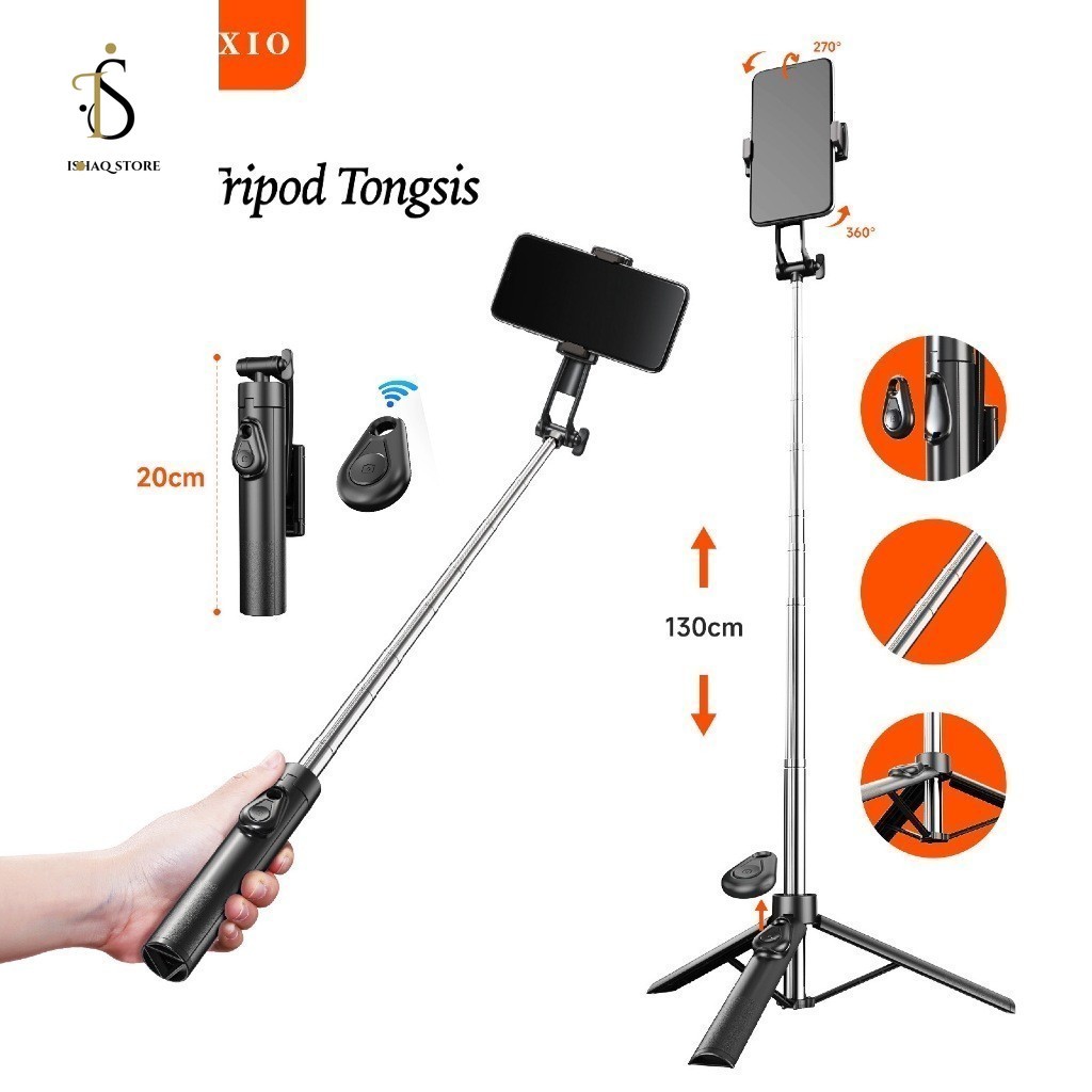 15) MIXIO A13 130CM Tongsis Bluetooth Selfie Stick Tripod Mini