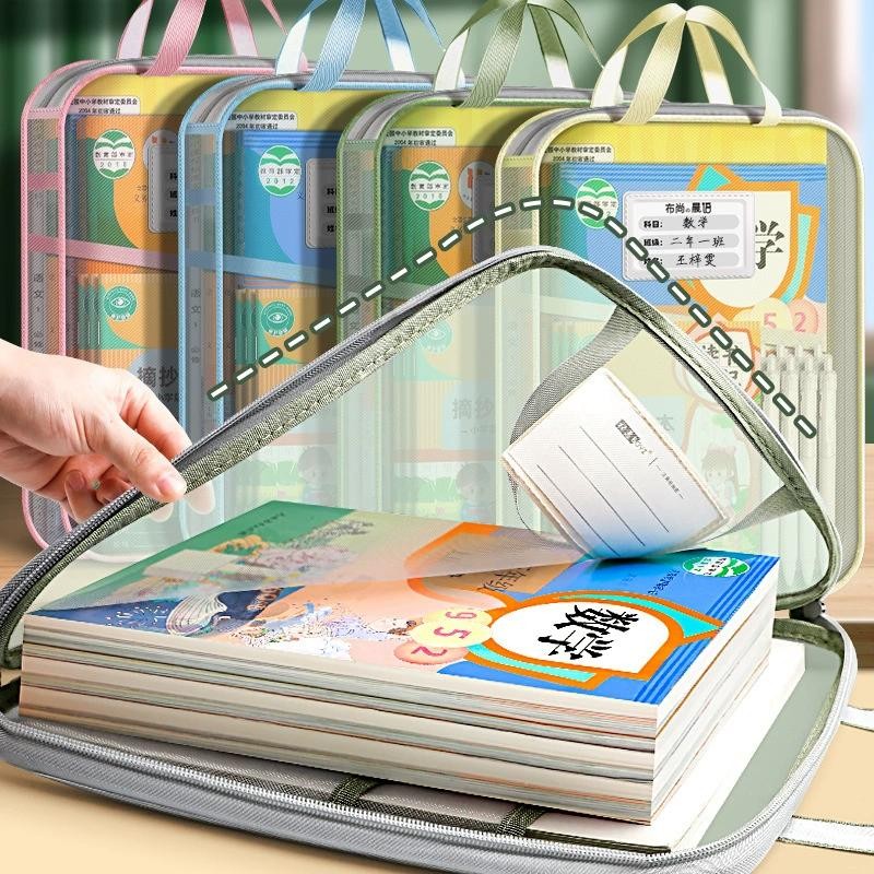 Document Bag Transparan 3 Lapis / Tas Folder Portabel Jaring Penyimpanan Kertas / File Holder Lucu/