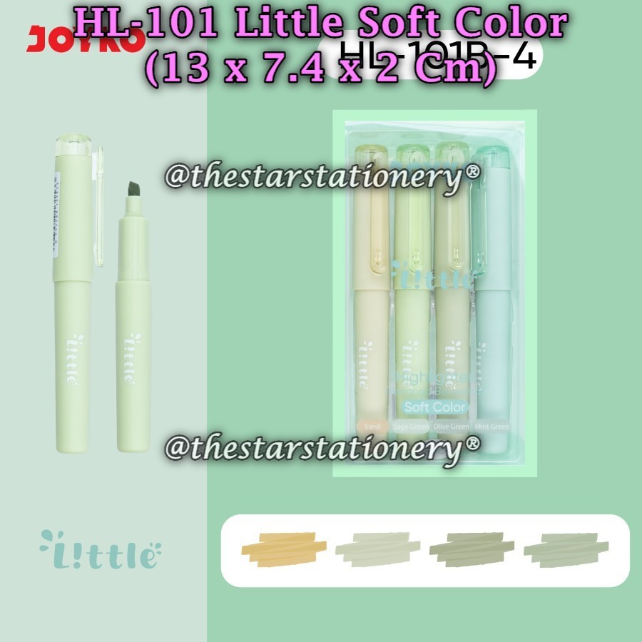 

(1 Set/4 Pcs) GROSIR Highlighter Set JOYKO HL-101B-4 Little / Highlighter Joyko HL-101 Soft Color