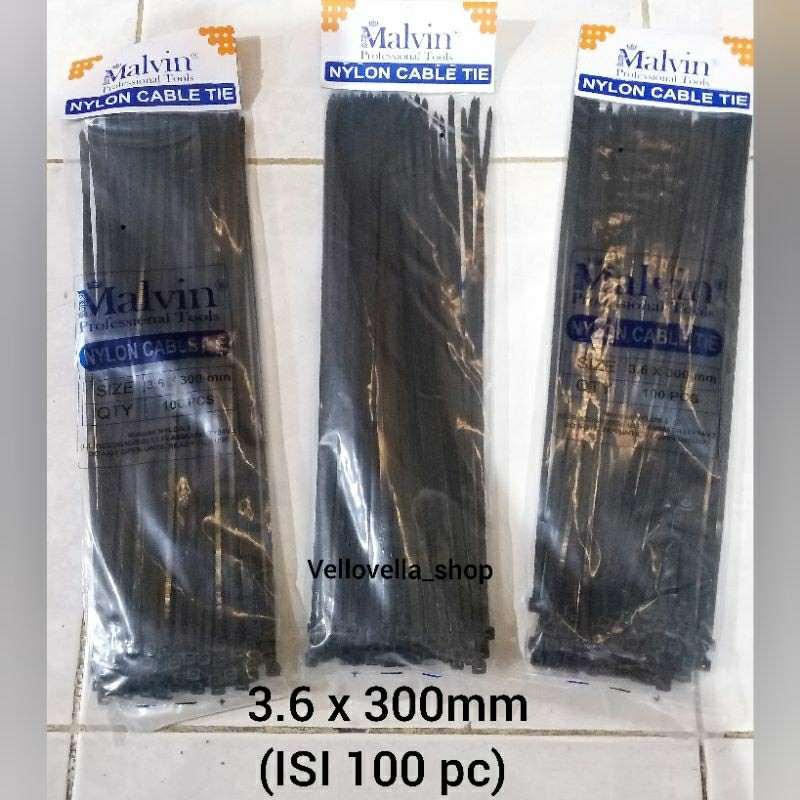 isi 100 pc (3.6 x 300mm) Kabel tis tali tis kabel ties cable tie pengikat kabel tis hitam putih