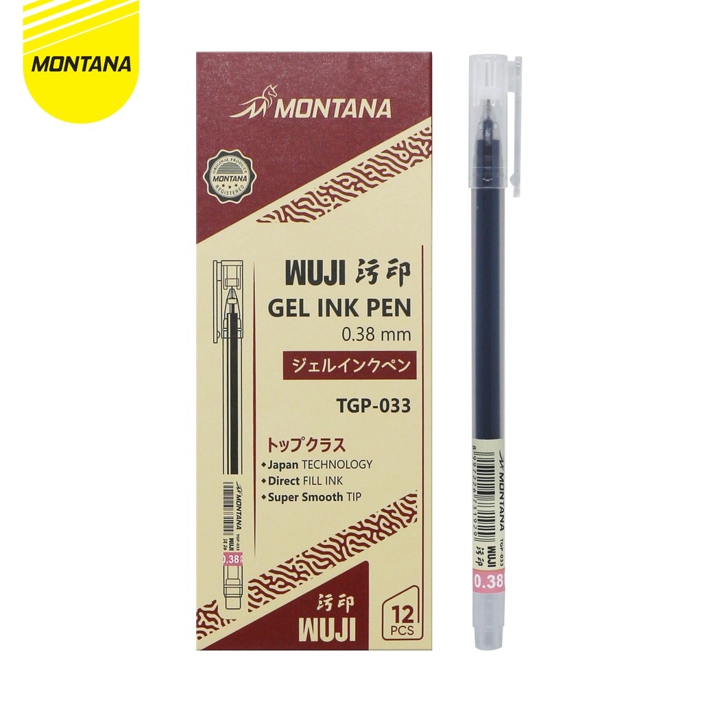 

MONTANA Pulpen Gel 0.38mm Ballpoint Pen Ink Pena Alat Tulis TGP-033 Hitam