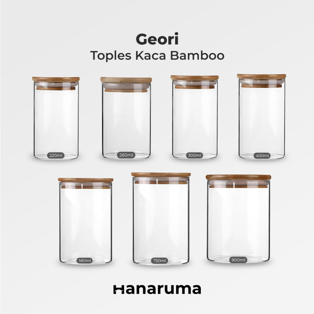 Geori - Toples Kaca Bumbu Tutup Kayu Bamboo