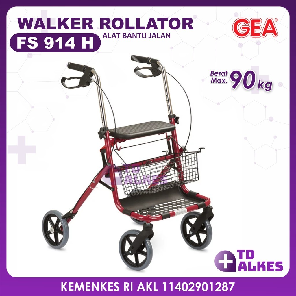 Rollator Walker Roda FS914H Alat Bantu Jalan FS 914 H Rolator GEA
