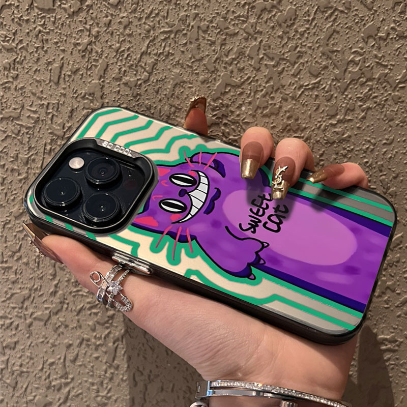 Z256 Kucing besar ungu case iPhone seri Kompatibel untuk case hp iPhone 11 12 13 14 15 pro promax ca