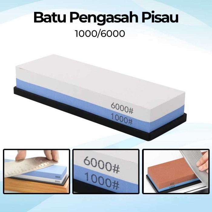 BATU ASAHAN PENGASAH PISAU DAPUR DIAMOND WHETSTONE KNIFE SHARPENER - 1000/6000