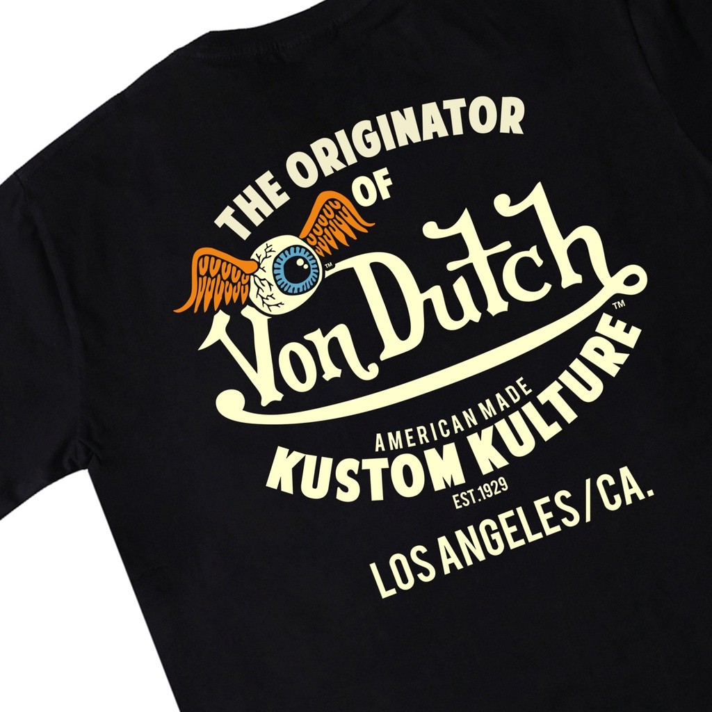 【COD】 Von Dutch  Kaos  Tshirt  baju 0834 Black T-shirt pria dan wanita