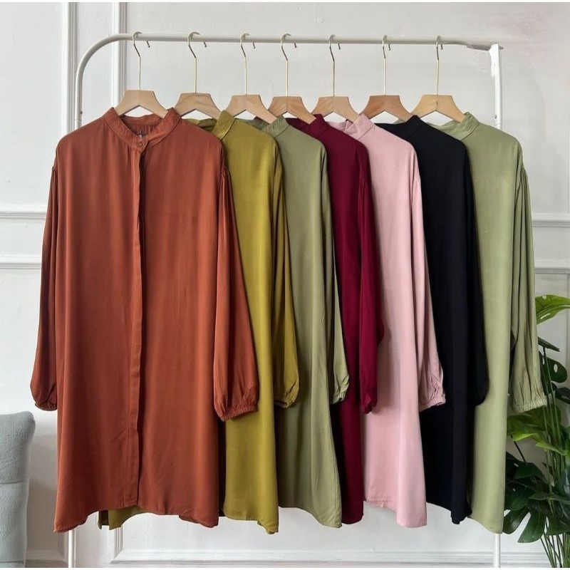 Tunik Rayon Twill Wanita – Bahan Adem Nyaman - Atasan Basic Muslim KHANZA TUNIK lengan panjang
