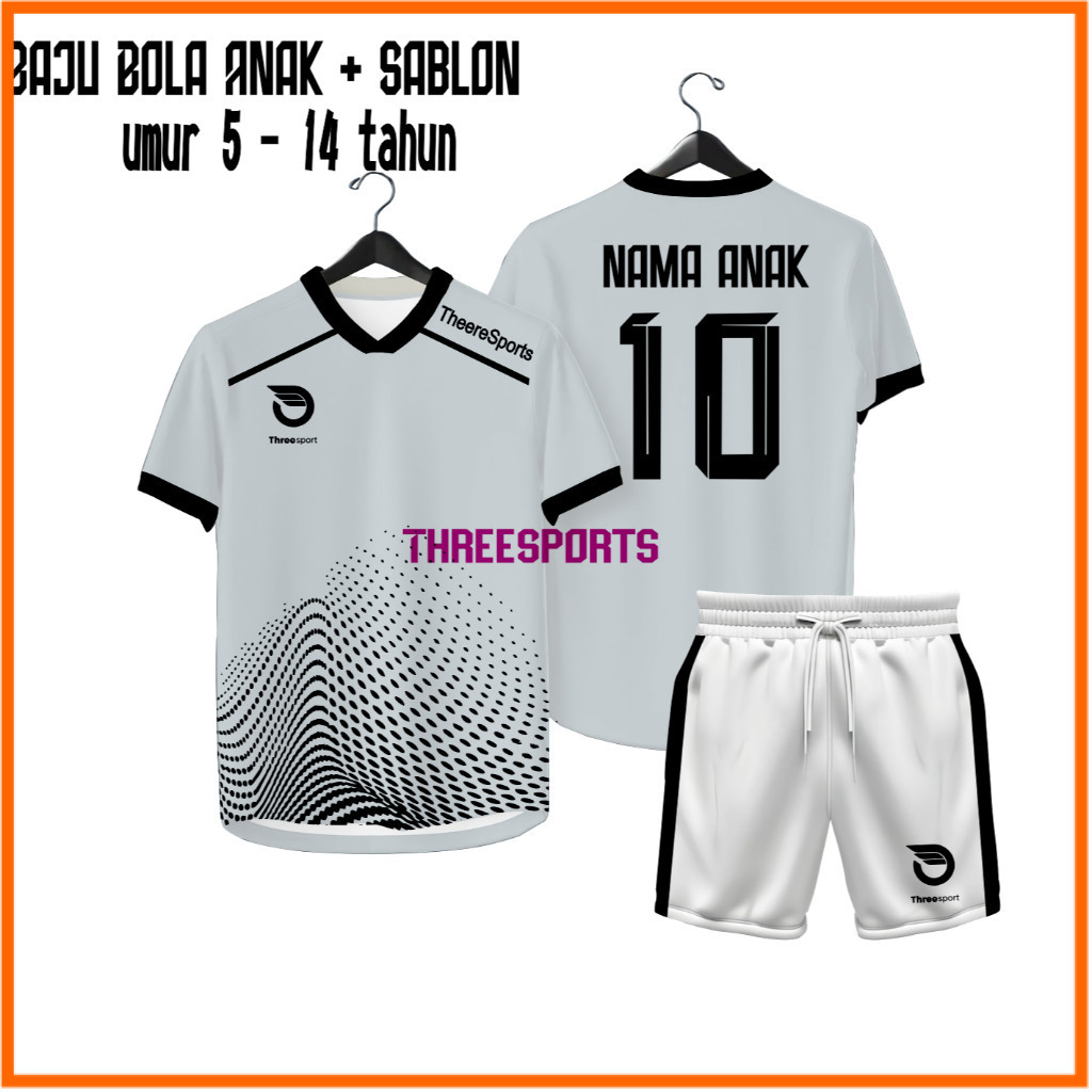 Promo baju bola sablon nama + nomor Baju Anak Sablon Nama + Nomor Setelan Baju Anak Jersey Futsal