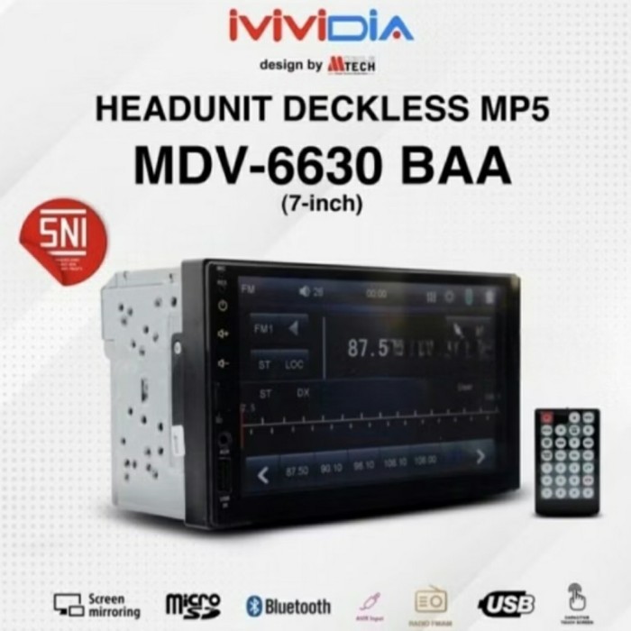 MS99 Head Unit Double Din Deckless 7 inch MVIDIA MDV-6630 MP5 Autolink Full Glass Panel Deckles Mobi
