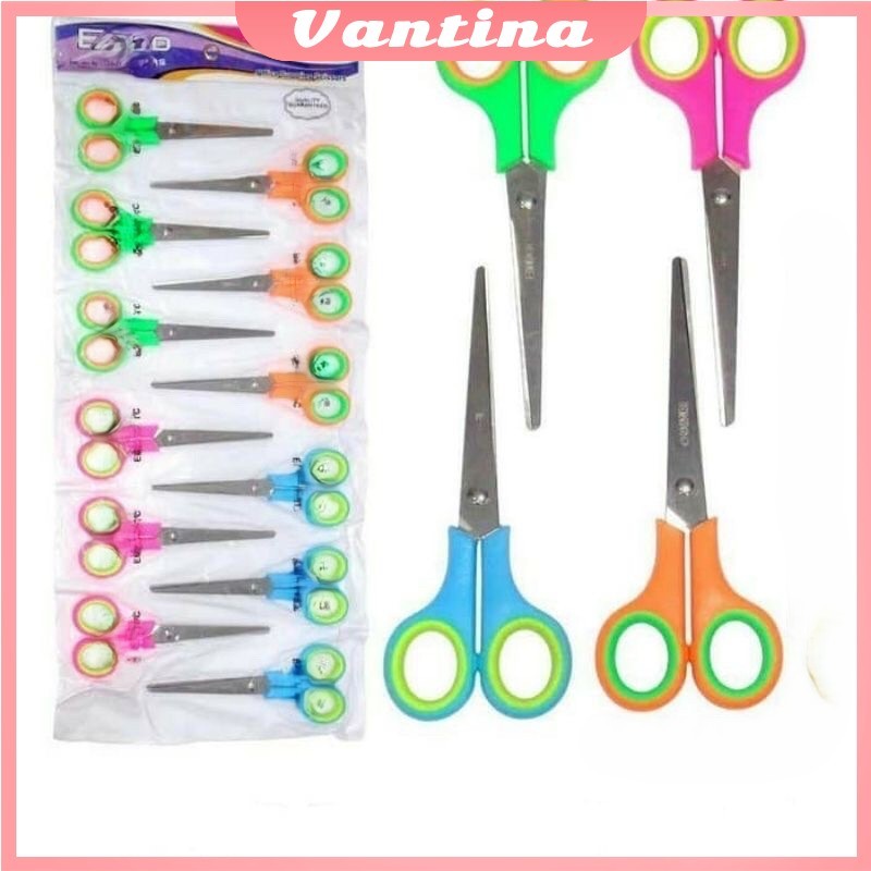 

(12pcs) Gunting kertas renceng scissors kain warna warni harga murah kuat stainless tajam
