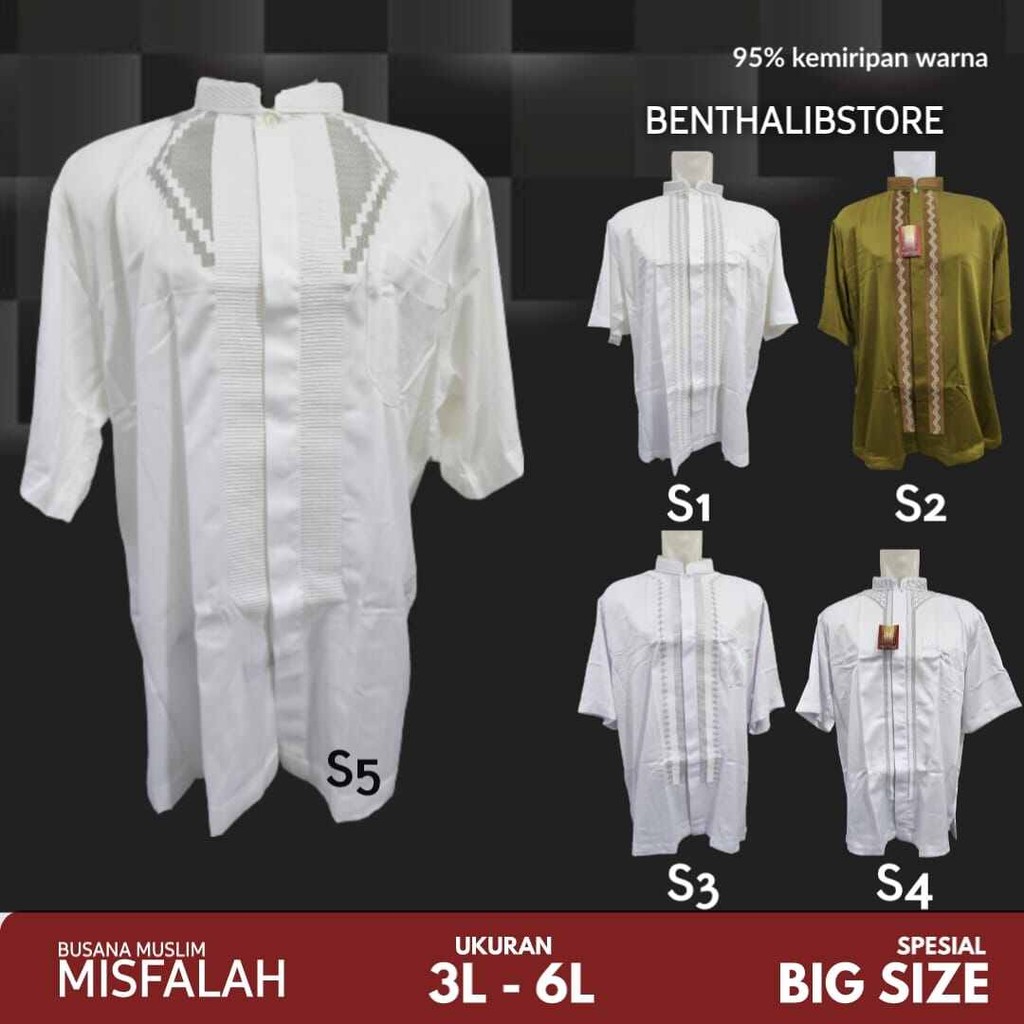 Baju Koko Misfalah Big Size Busana Muslim Pria Dewasa Lengan Pendek Jumbo